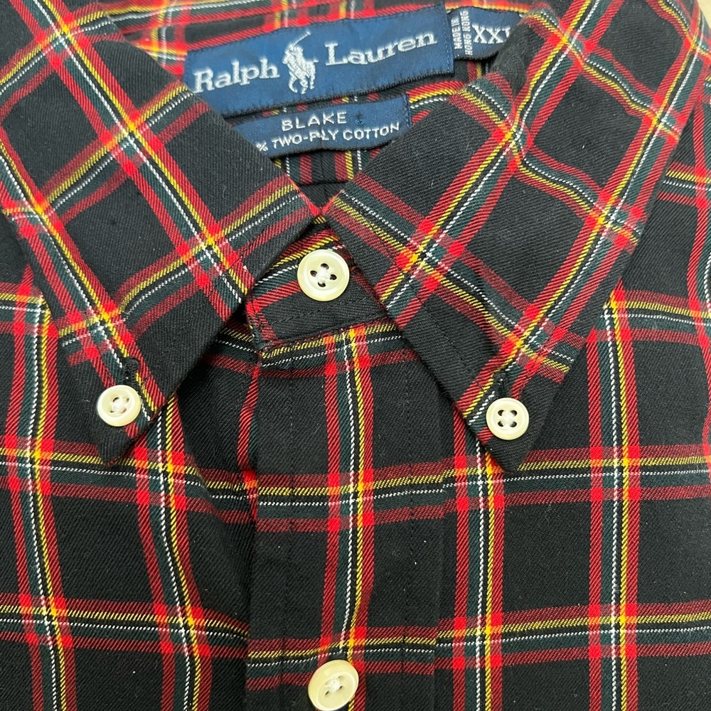Ralph Lauren Black Red Yellow Plaid Button-Down Polo Shirt